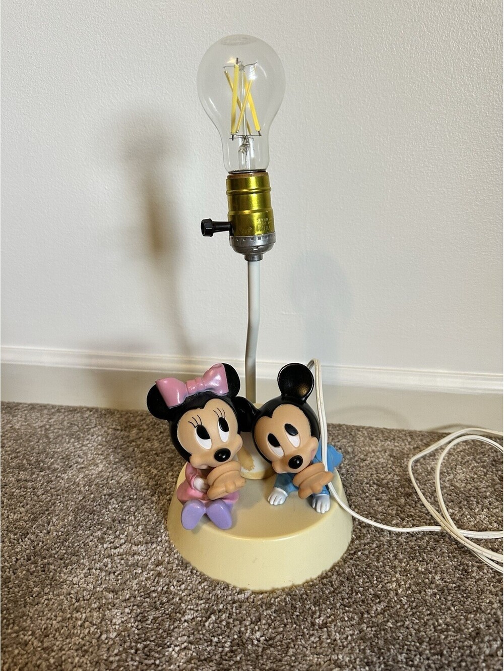 Walt Disney Baby Mickey Minnie Mouse Nursery Lamp Night Light 1984 Vintage